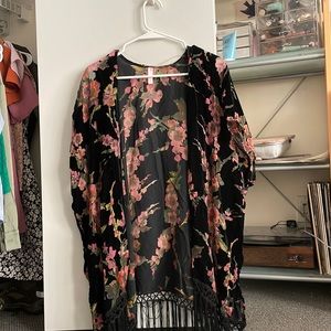 Velvet floral black cardigan